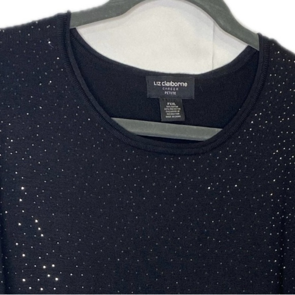 Liz Claiborne Sparkles Black Party Sweater N116